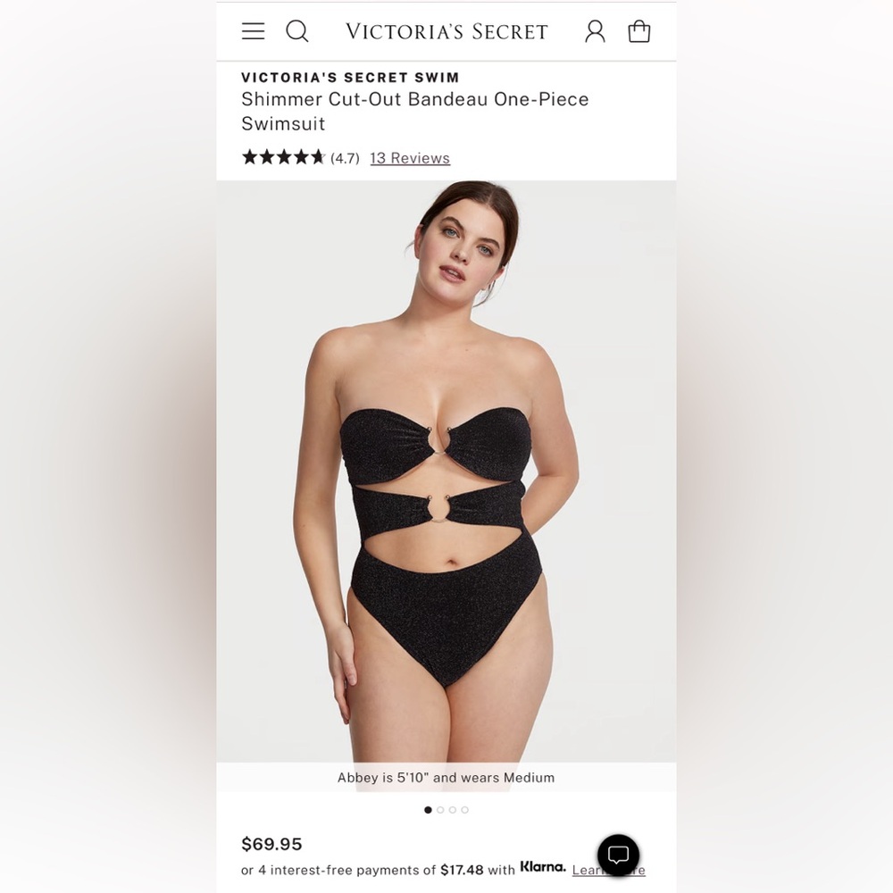 Victoria’s Secret Shimmer Cut Out Bandeau One Piece Swimsuit - Size Small NWT